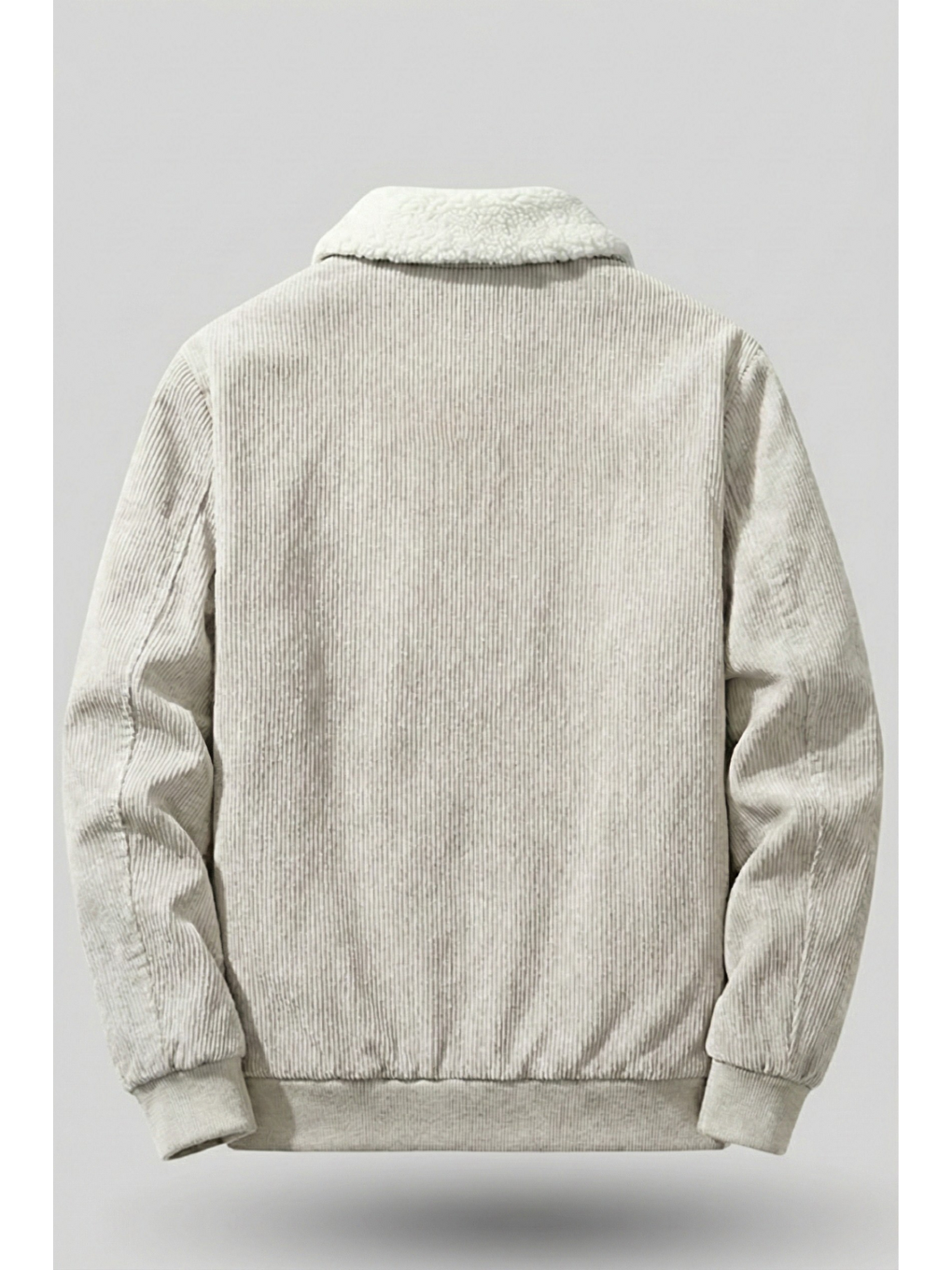 Bej Erkek Kadife Mont Pelüş Astarlı Tam Fermuarlı Gömlek Yaka Spor Mont-2