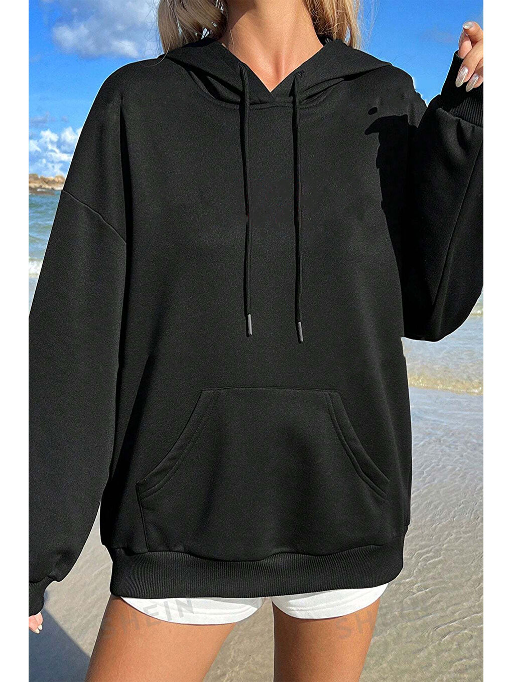 uyguntarz Siyah Sırt Baskılı Oversize Sweatshirt