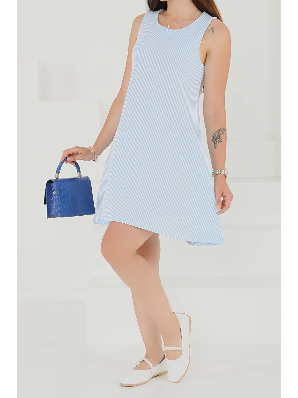 Su Yolu Fermuarlı Elbise Bebe Mavi - 27502