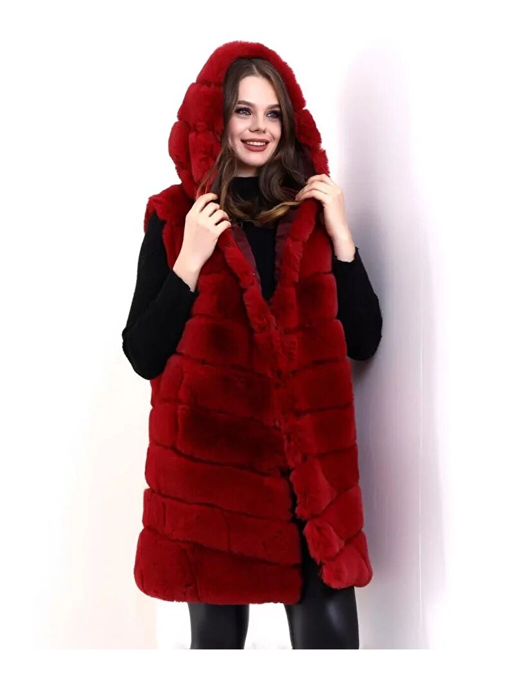 Reks Kapüşonlu Yelek - Kırmızı-1