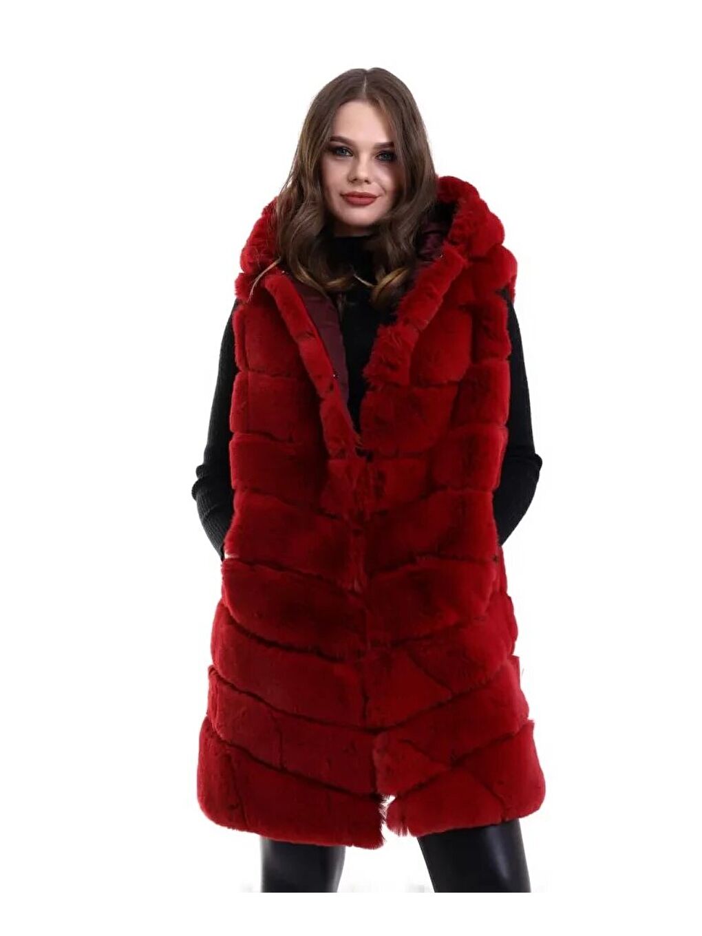 Reks Kapüşonlu Yelek - Kırmızı-3