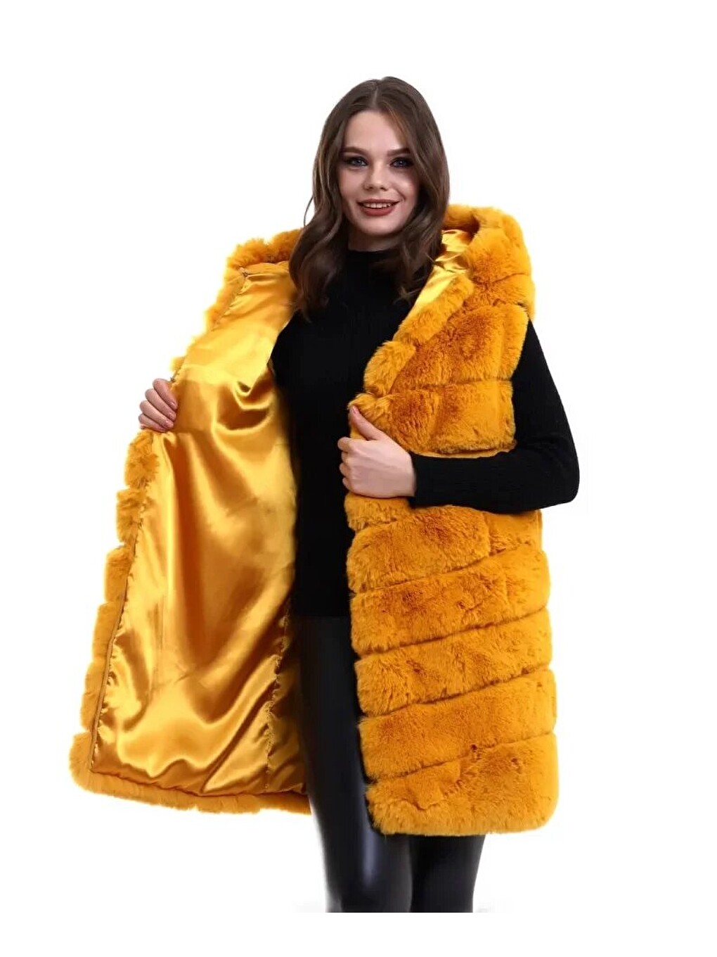 Reks Kapüşonlu Yelek - Sarı-2