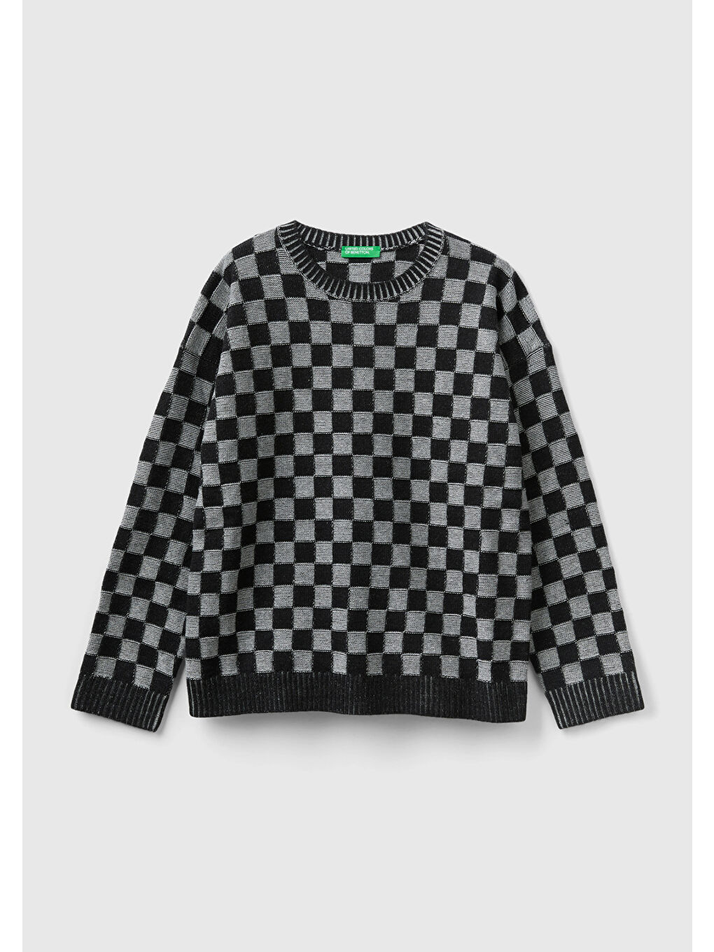 Erkek Çocuk Siyah Mikro Dama Desenli Sweatshirt