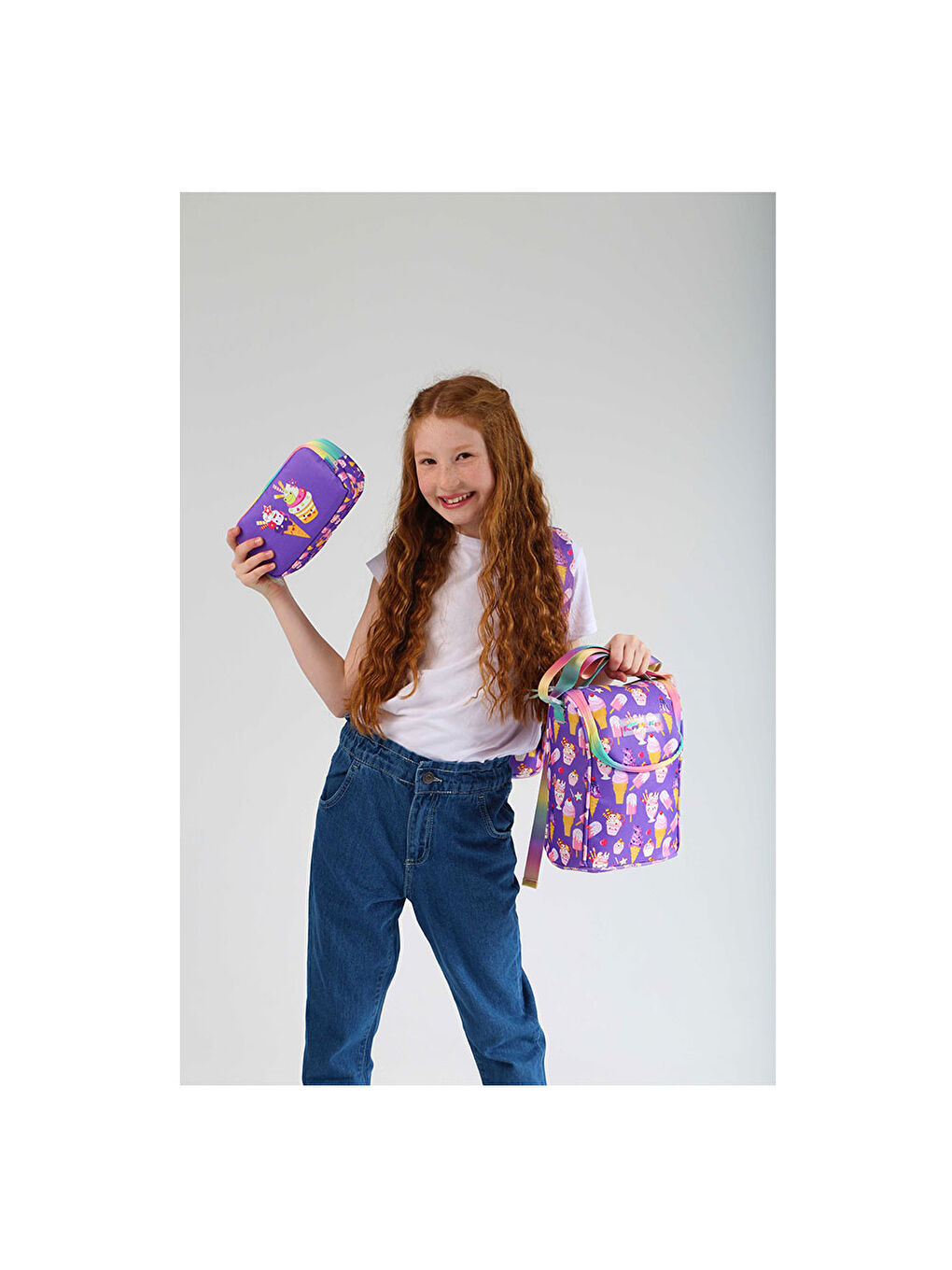 Renksiz Kids Sırt Çantası Simli-Nakişli ice Cream L5141-3