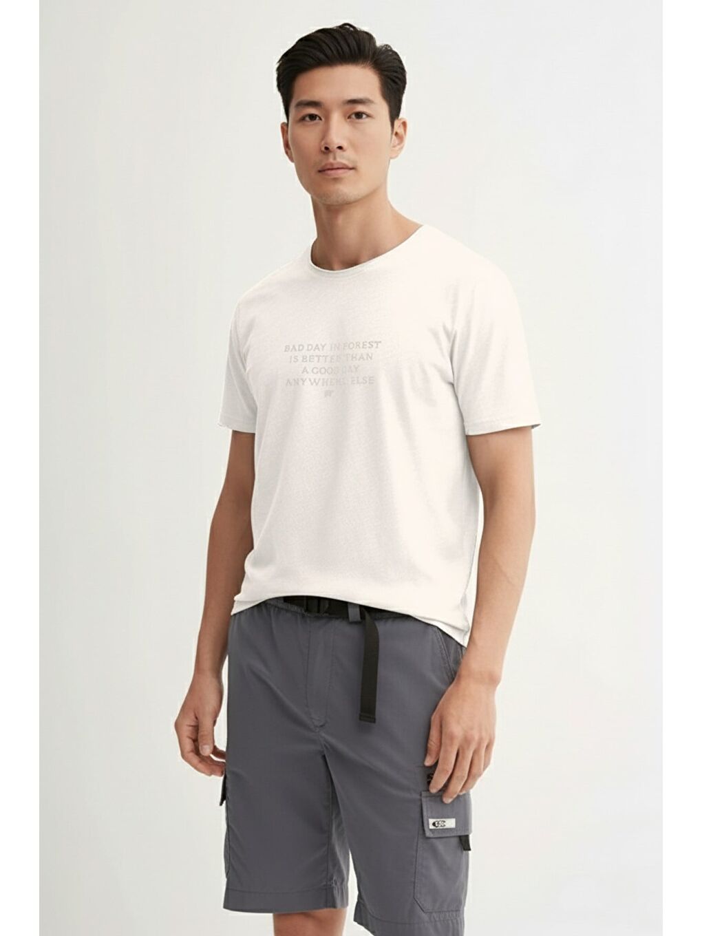 Bad Day Beyaz Erkek Baskılı Tişört-1