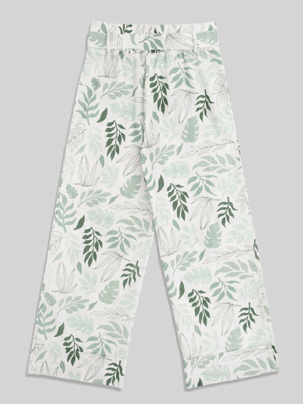 Yeşil Yaprak Desenli Kız Çocuk Bluz Pantolon 2'li Takım-4