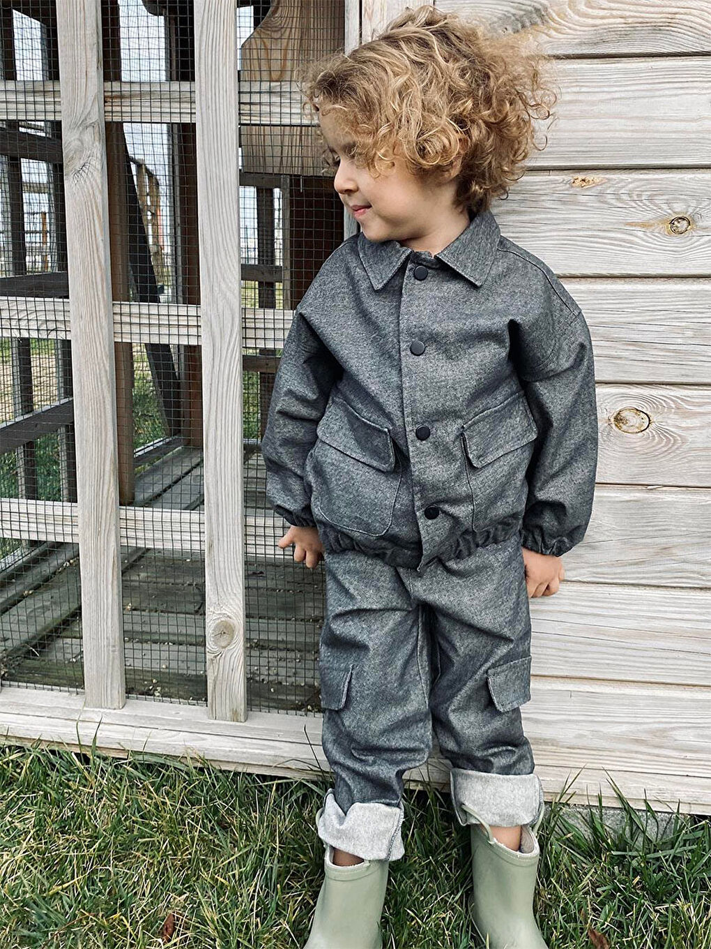 Gri Erkek Çocuk Kargo Pantolon-1