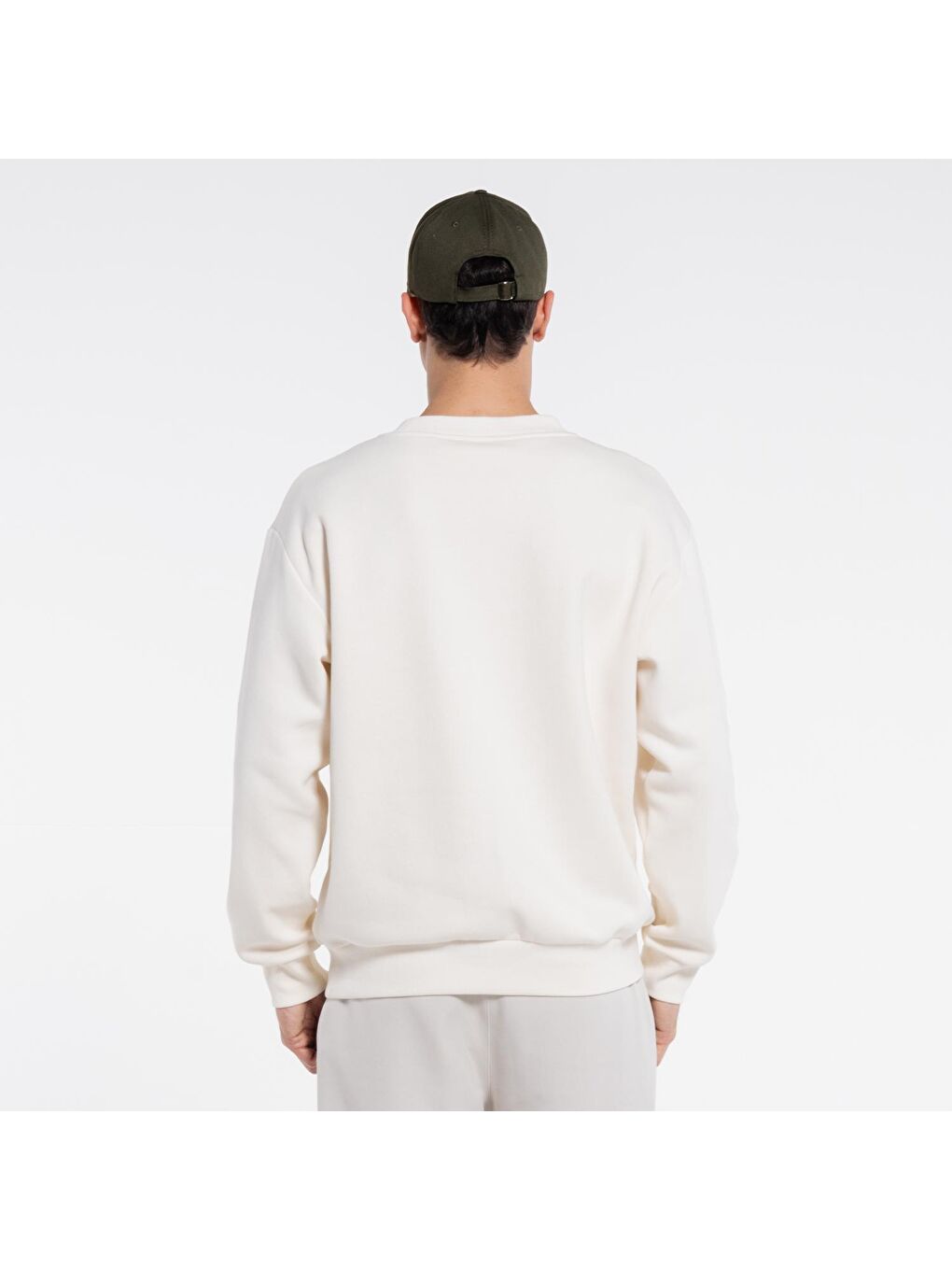 Friday Offset Beyaz Dom Erkek Ekru Bisiklet Yaka Ekstra Oversize Sweatshirt - 3 İplik - 1