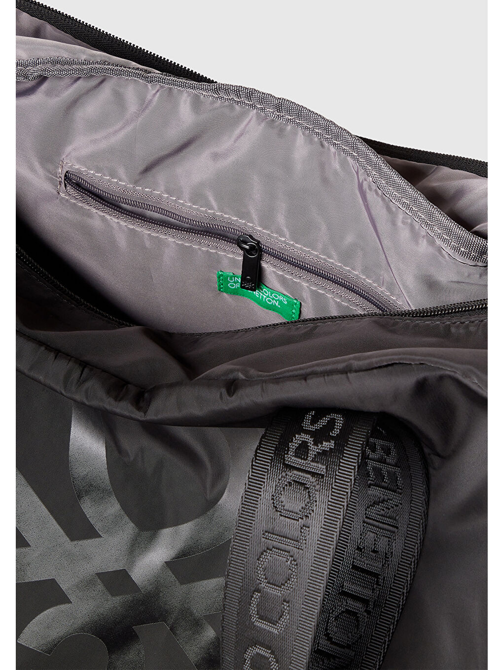 Kadın Siyah Logo Baskılı Ayarlanabilir Askılı Spor Çanta-2