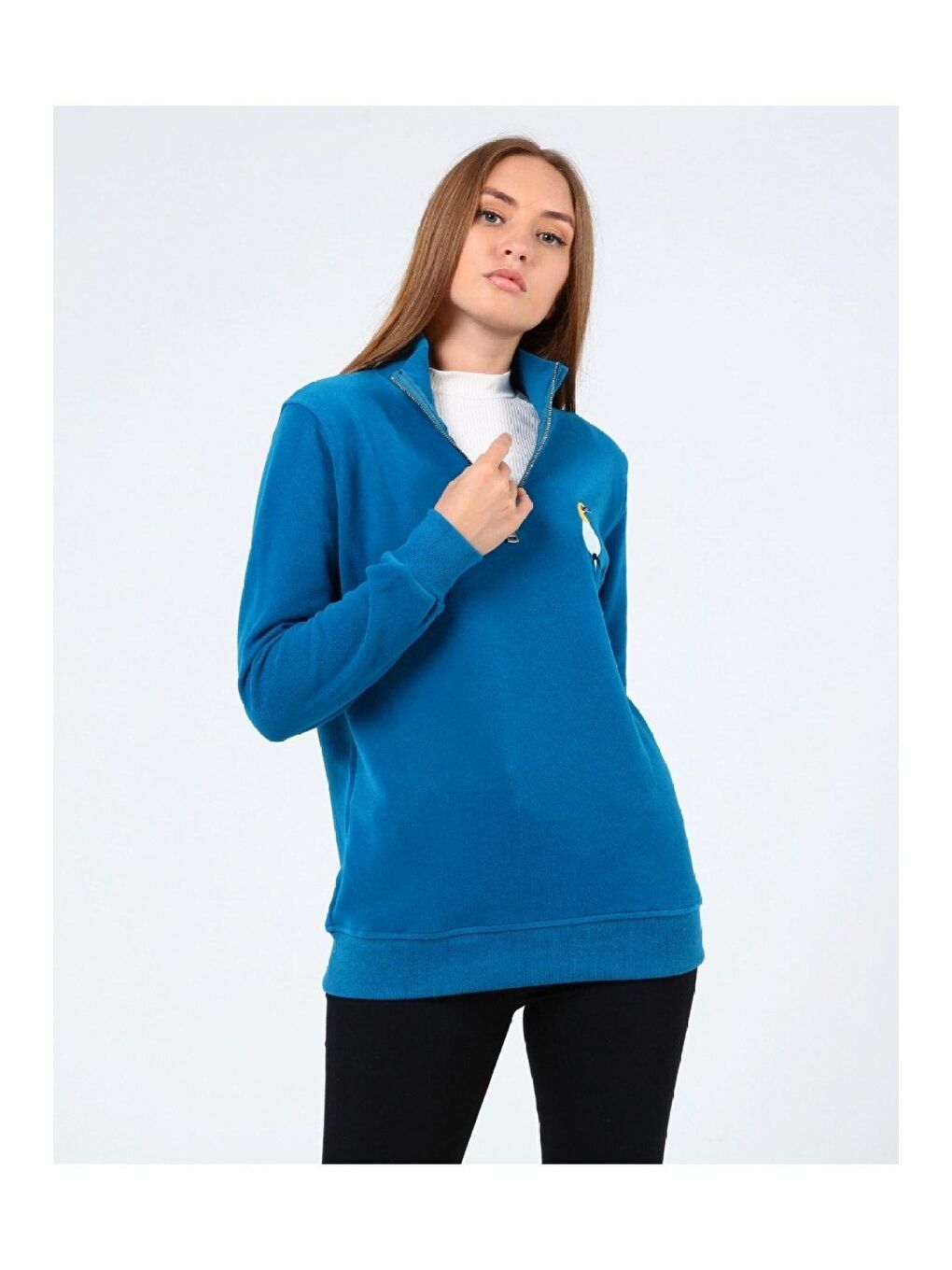 GENIUS STORE Mavi Store Kadın Selanik Outdoor Yarım Fermuarlı Sweatshirt Nakış Işlemeli GANNET YARIM - 2