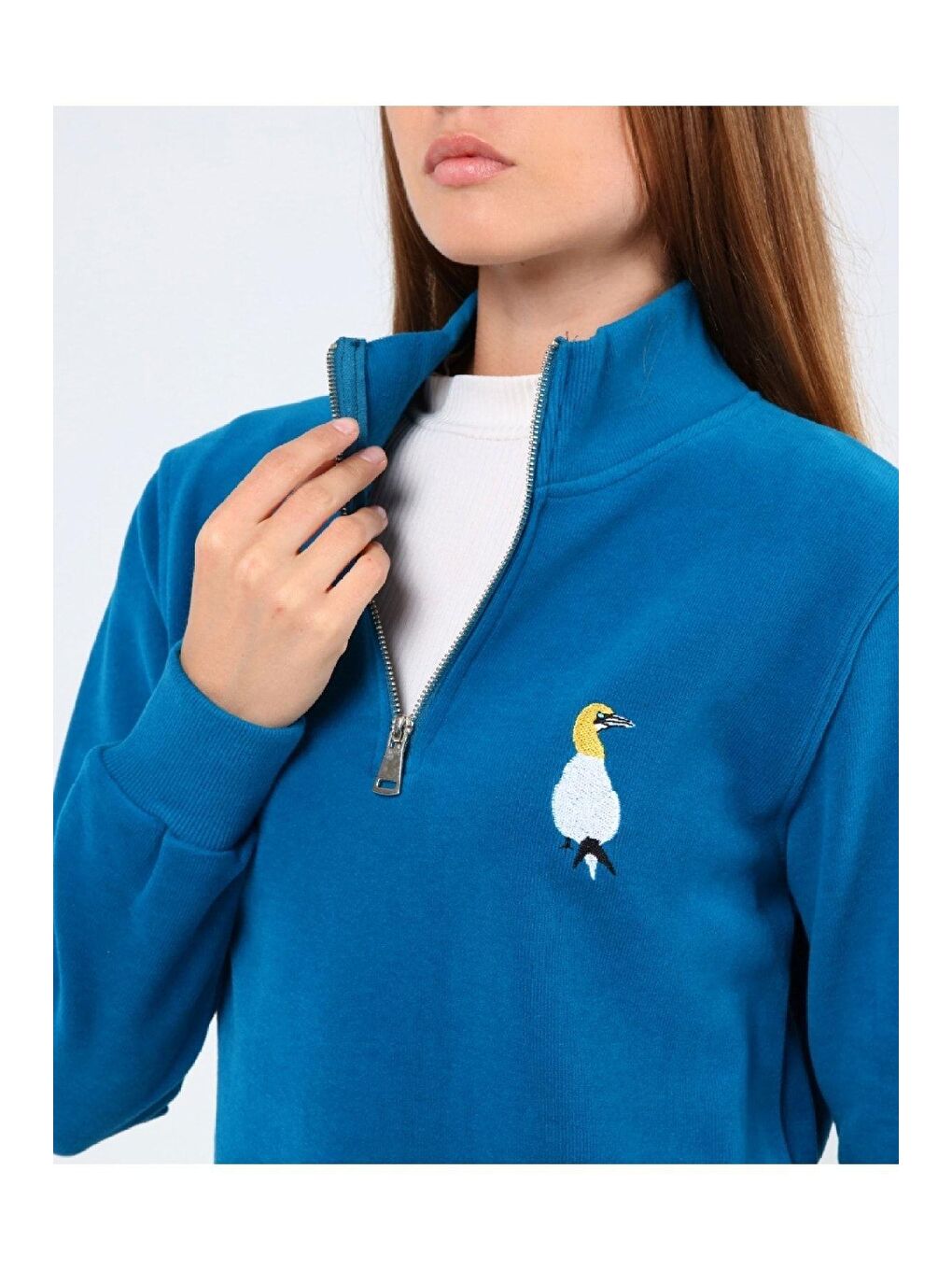 GENIUS STORE Mavi Store Kadın Selanik Outdoor Yarım Fermuarlı Sweatshirt Nakış Işlemeli GANNET YARIM - 3