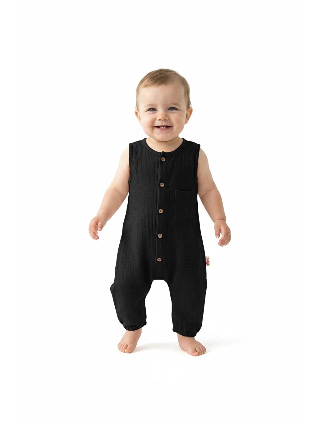 Siyah Müslin Kısa Atlet Tulum