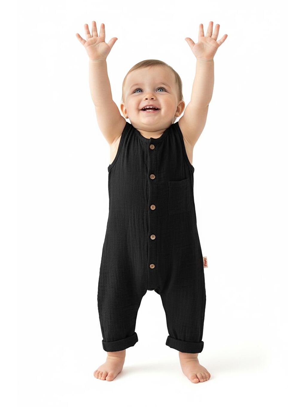 Siyah Müslin Kısa Atlet Tulum-2