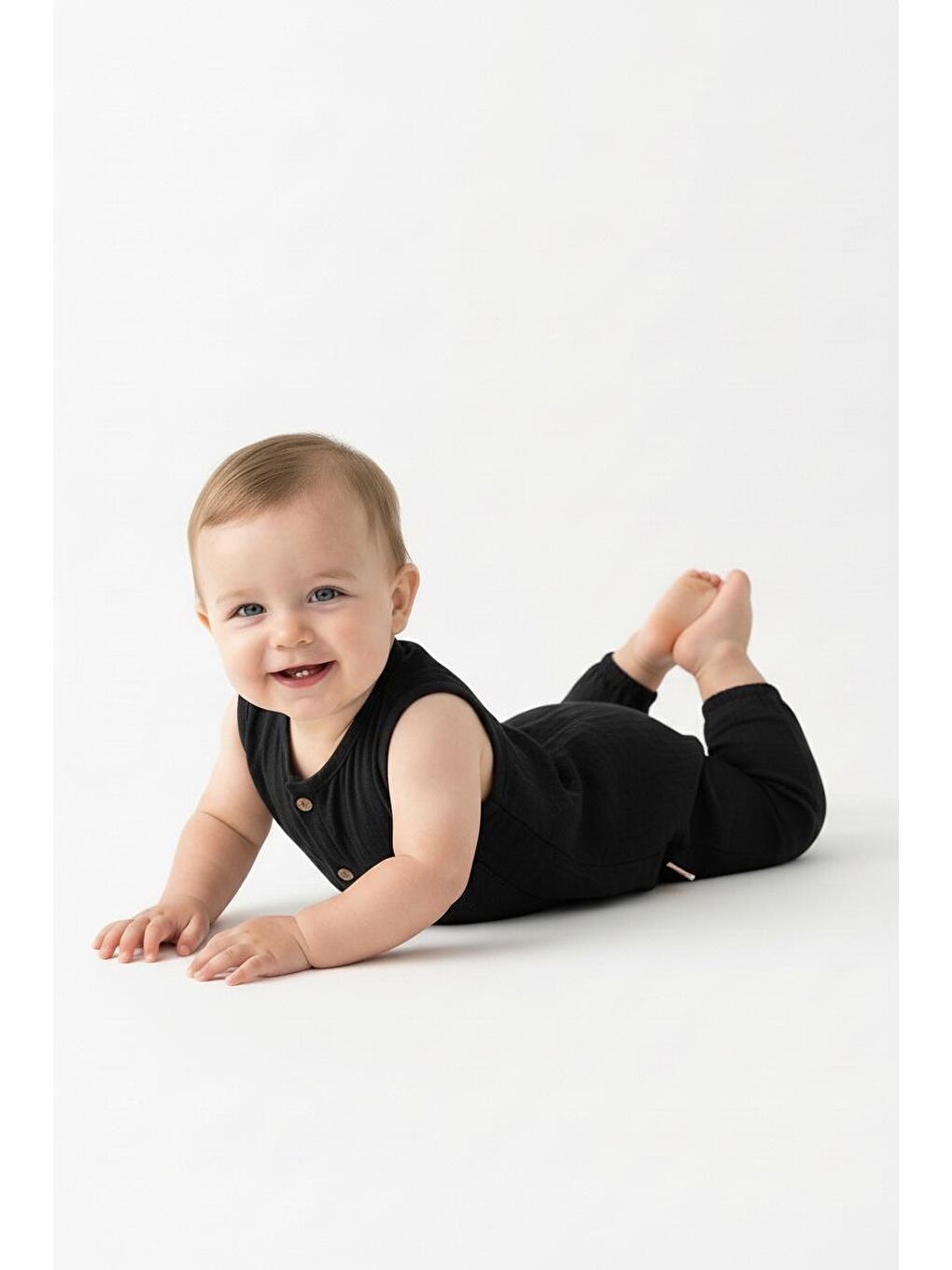 Siyah Müslin Kısa Atlet Tulum-3