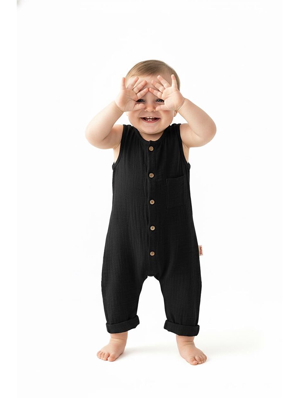 Siyah Müslin Kısa Atlet Tulum-4