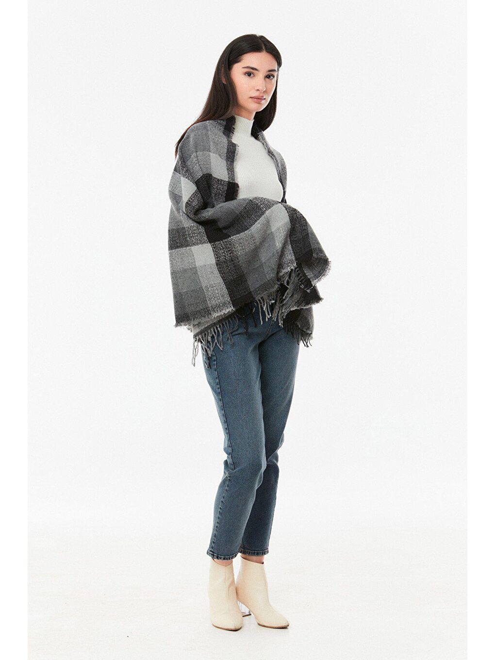 Antrasit Çizgili Yumuşak Dokulu Şal-2