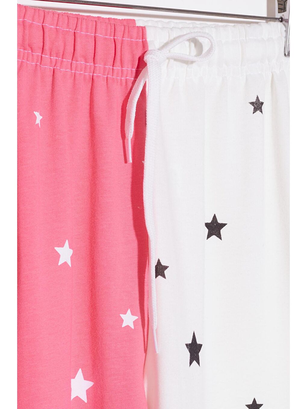 Siyah Kız Çocuk Pembe Yıldız Desenli 9-16 Yaş Eşofman Altı 2068-1-1