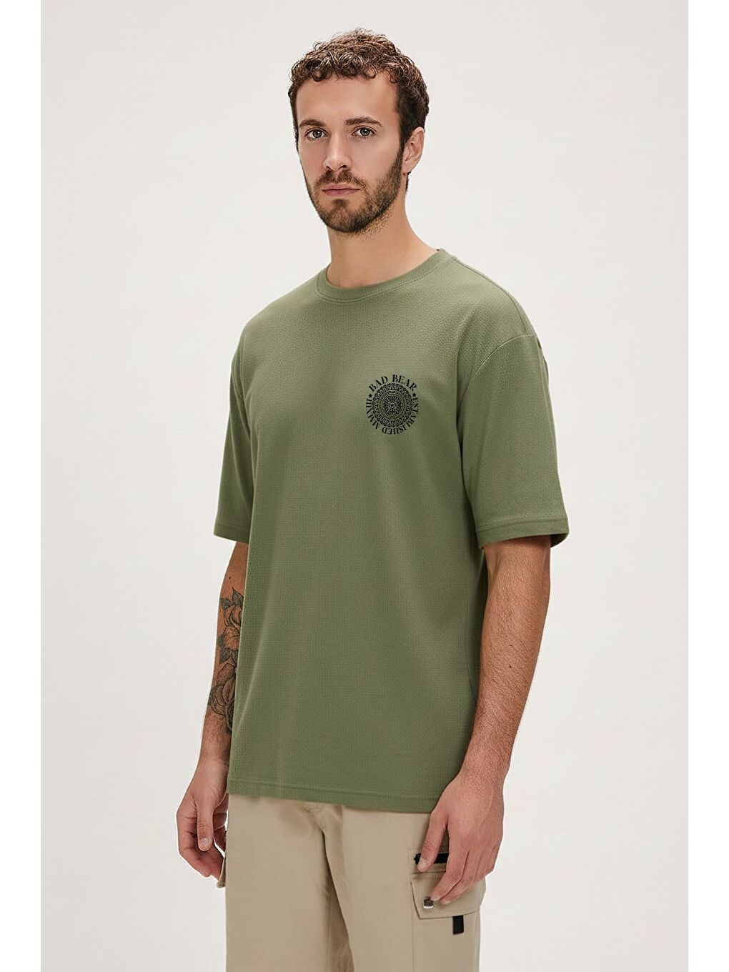 Mons Soluk Yeşil Erkek Baskılı Tişört-1