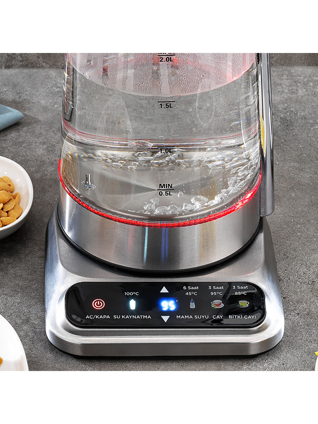 TeaNest Dijital Cam Çay Makinesi-Inox-1