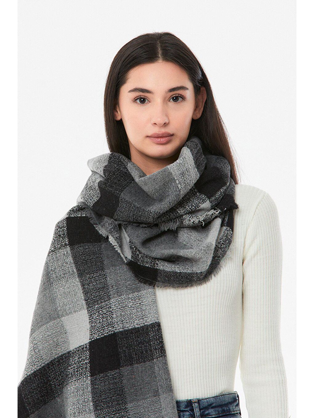 Antrasit Çizgili Yumuşak Dokulu Şal-4