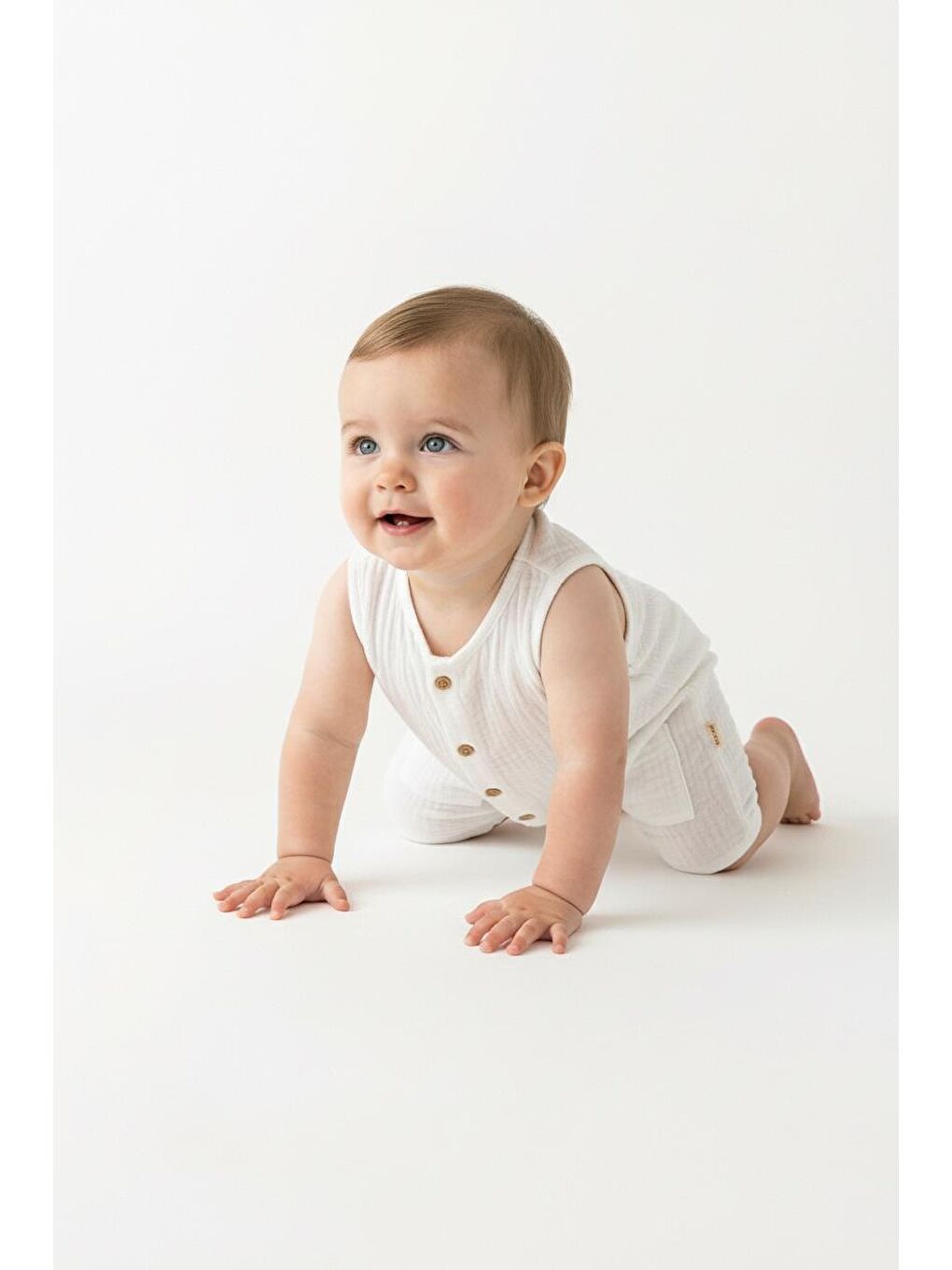 Ekru Müslin Kısa Atlet Tulum-1