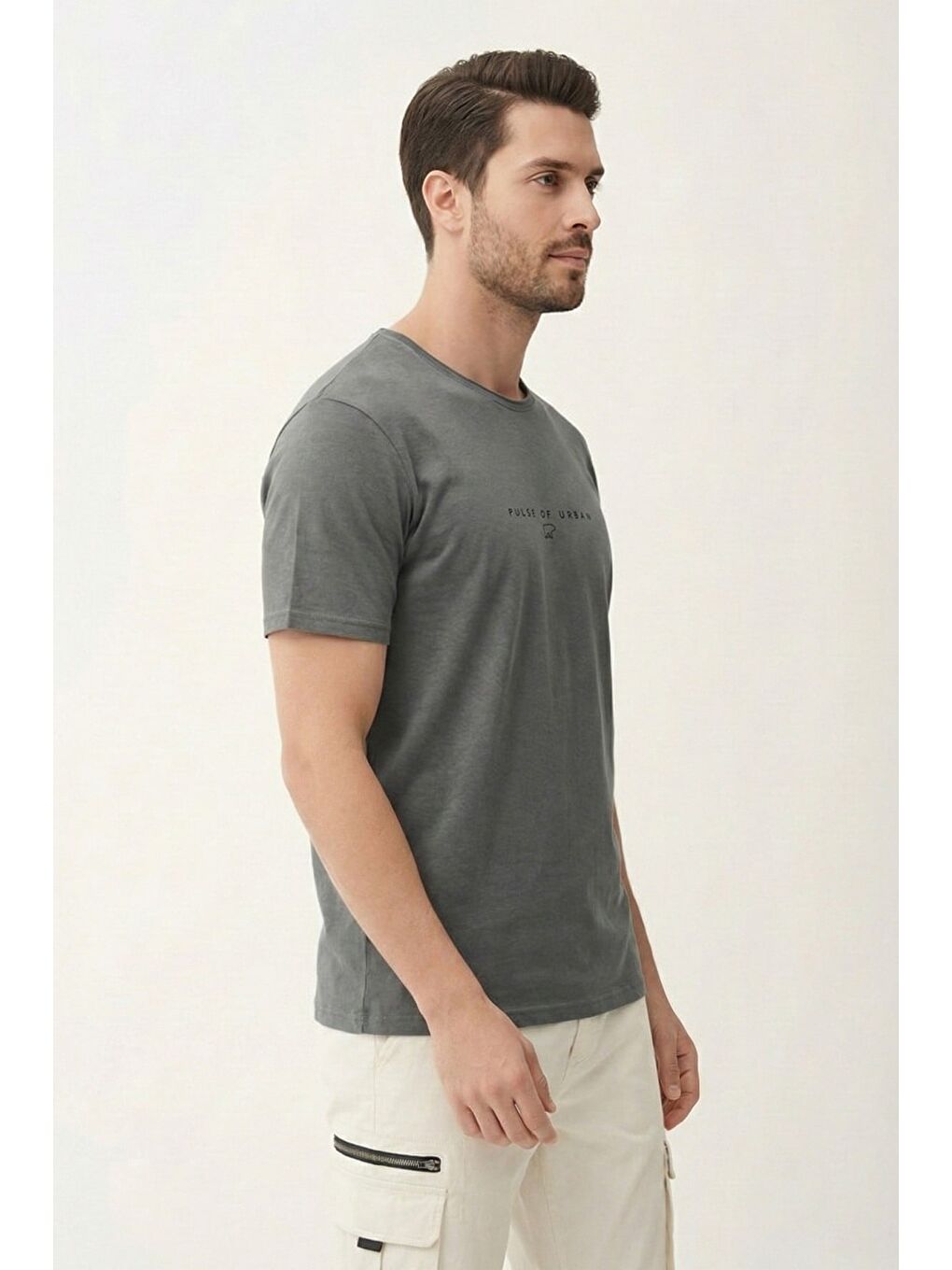 Pulse Antrasit Erkek Baskılı Tişört-1