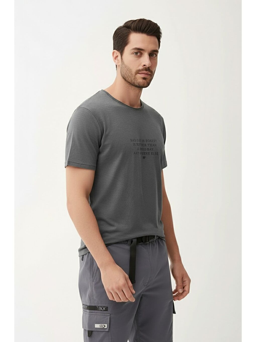 Bad Day Antrasit Erkek Baskılı Tişört-1