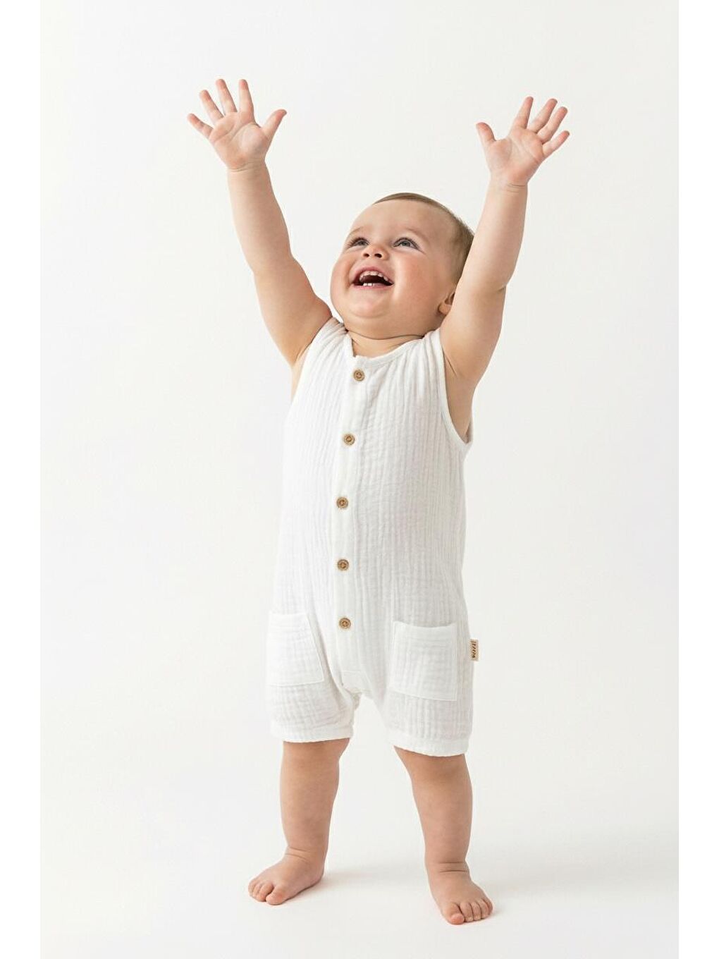 Ekru Müslin Kısa Atlet Tulum-3