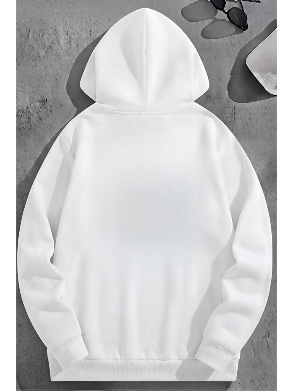 Unisex 3 İplik Pamuklu Beyaz The1997gazete Baskı Bol Kalıp Sweatshirt Hoodie-1