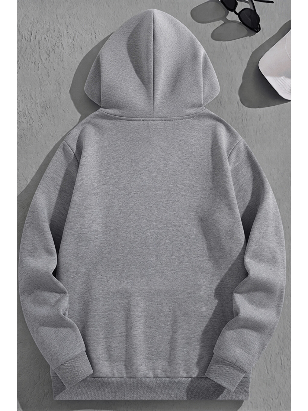 Unisex 3 İplik Pamuklu Gri Sanfrancisco Baskı Bol Kalıp Sweatshirt Hoodie-1