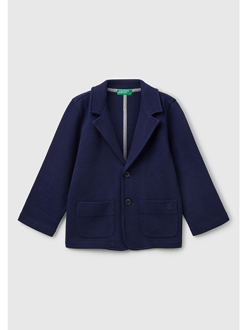 Erkek Çocuk Lacivert İşlemeli Logolu Çift Cepli ve Düğmeli Relax Fit Blazer Ceket
