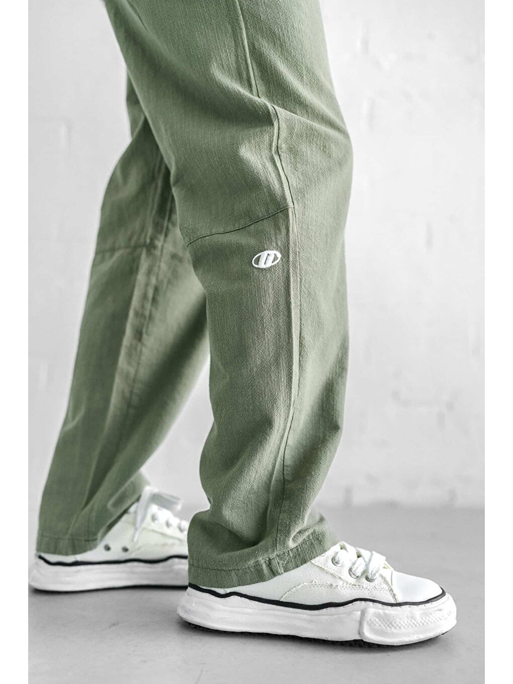 Baggy Fit Keten Erkek Pantolon Açık Yeşil-5