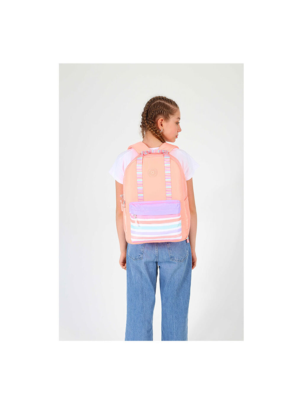 Renksiz Double Stripe Sırt Çantası Salmon K1766-4