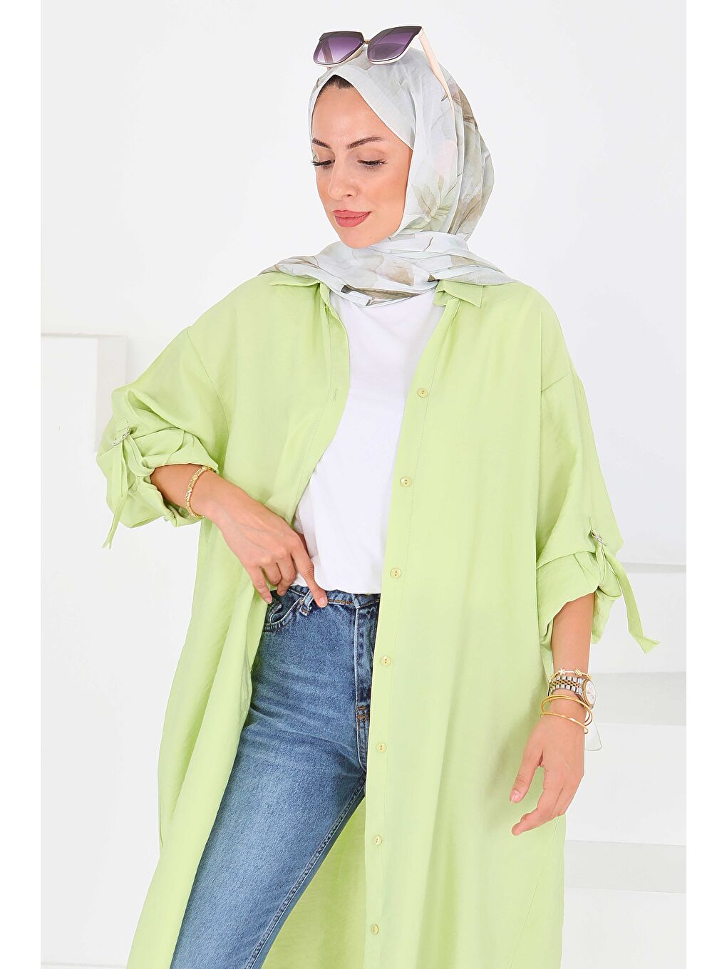 Yeşil Düğmeli Elbise Yesil - 27547-4