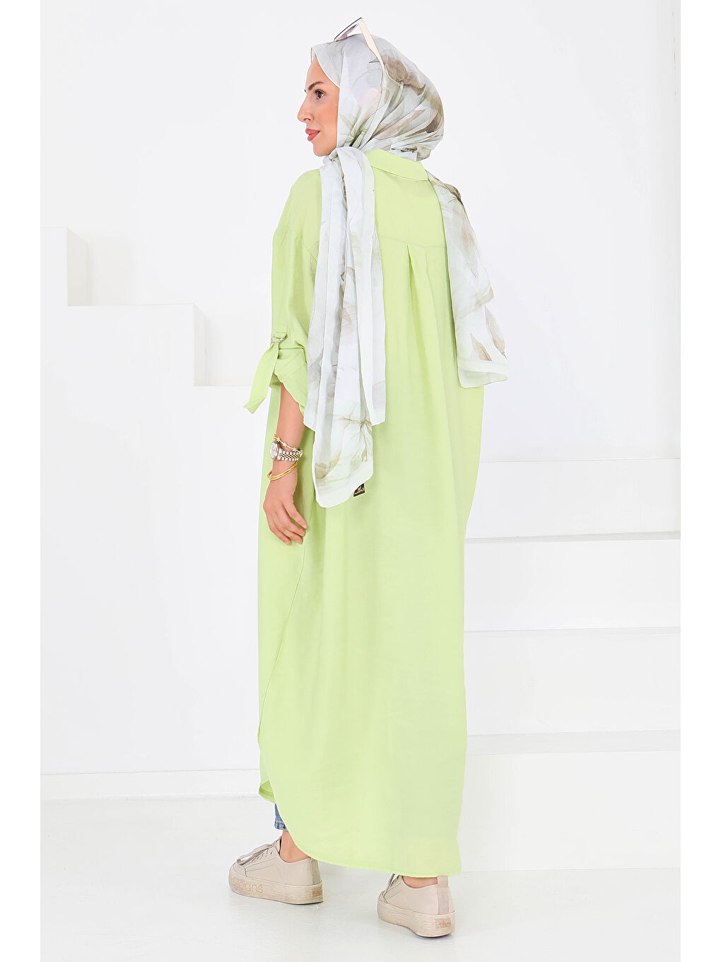 Yeşil Düğmeli Elbise Yesil - 27547-6