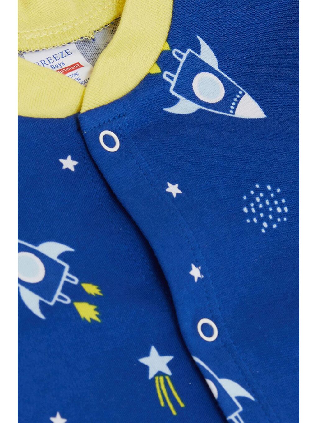 Erkek Bebek Patikli Tulum Uzay Temalı Yıldız Desenli Saks Mavisi (0-6 Ay)-2