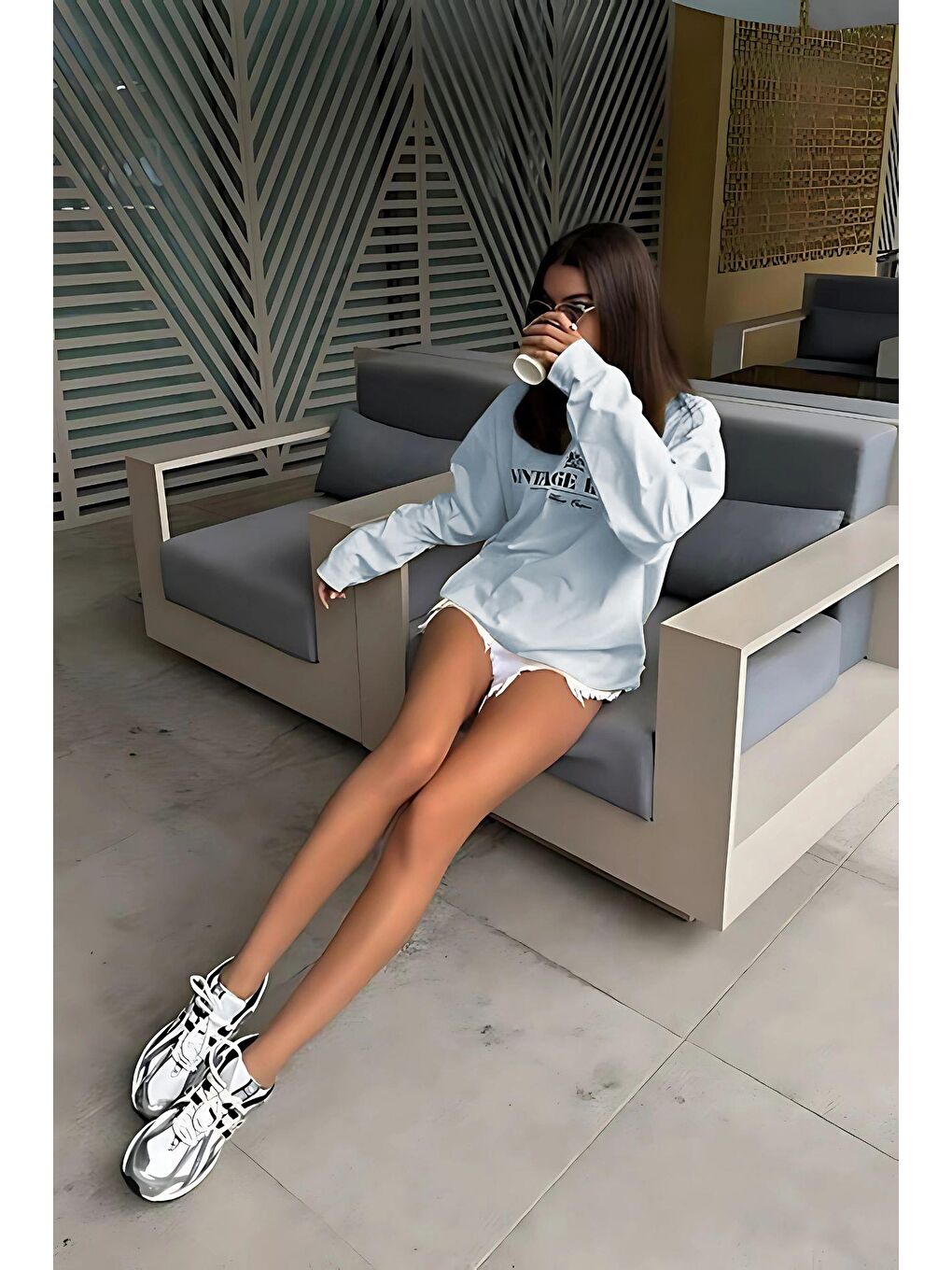 Bebe Mavisi Baskılı Uzun Kollu Tişört Mg2451-3