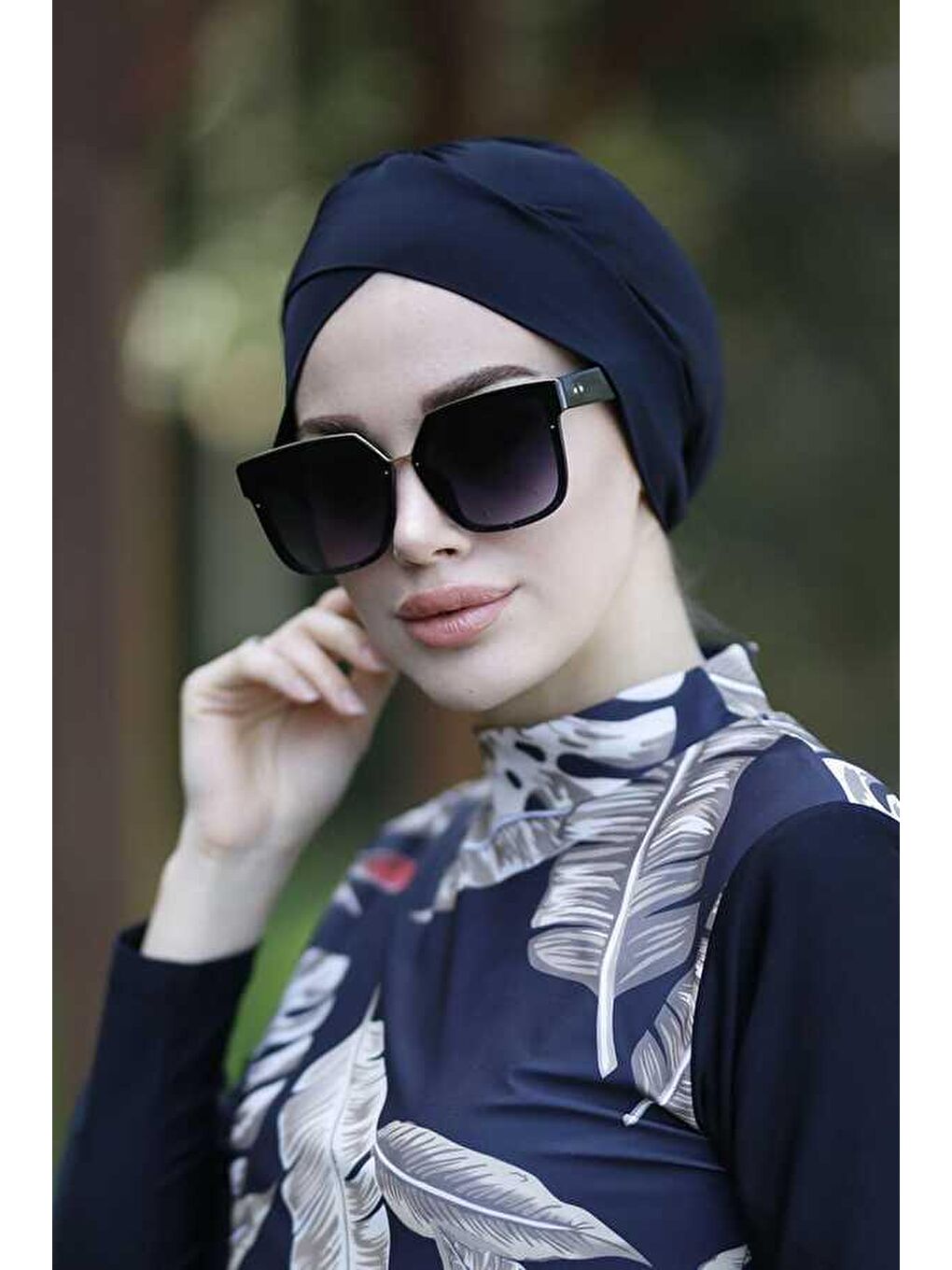 Deniz Havuz Mayo Bonesi Siyah Çapraz BONE-3