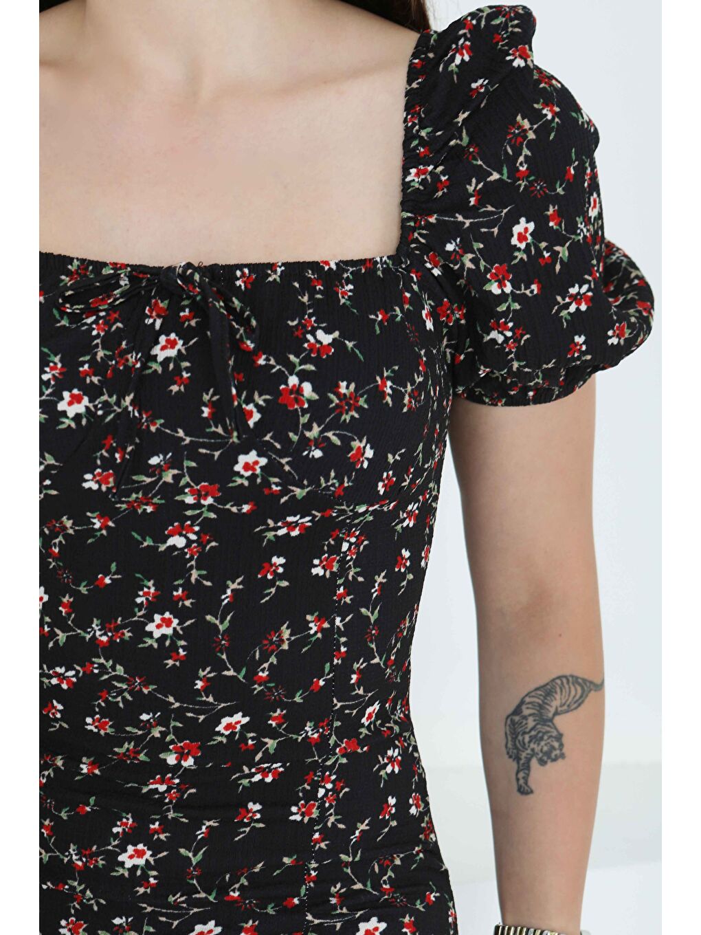 Prenses Kol Yırtmaçlı Elbise Siyah - 27393-5