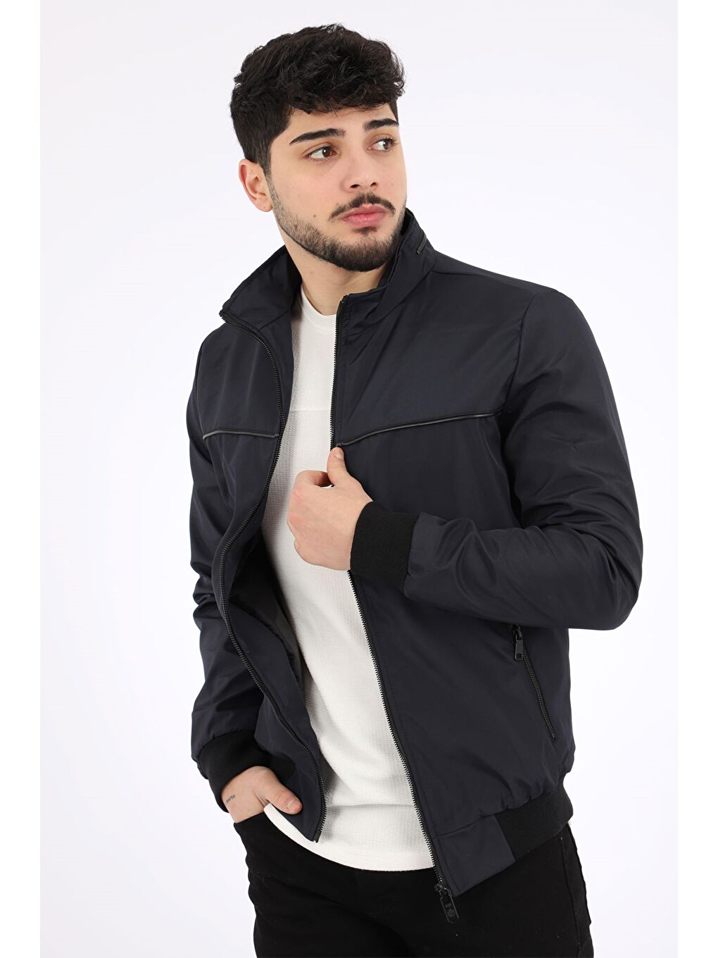 Lacivert Bondit Ense Fermuarlı Mevsimlik Mont PLDP 2906