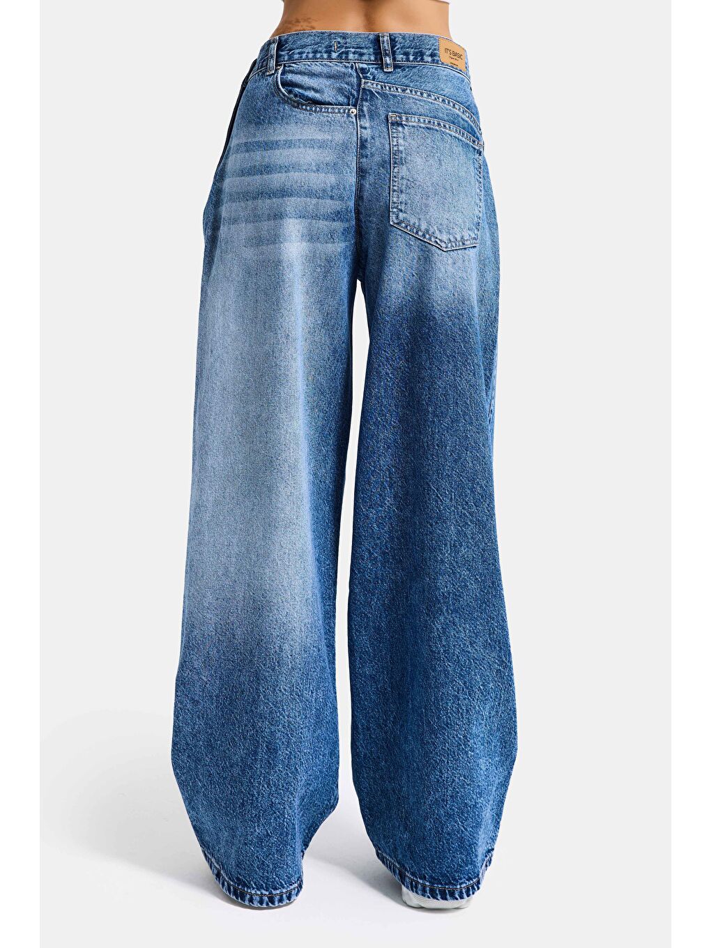Kadın Mavi Renk 4s6-4 Mega Baggy Fit Ön Arka Detay Tasarım Denim Jean-5