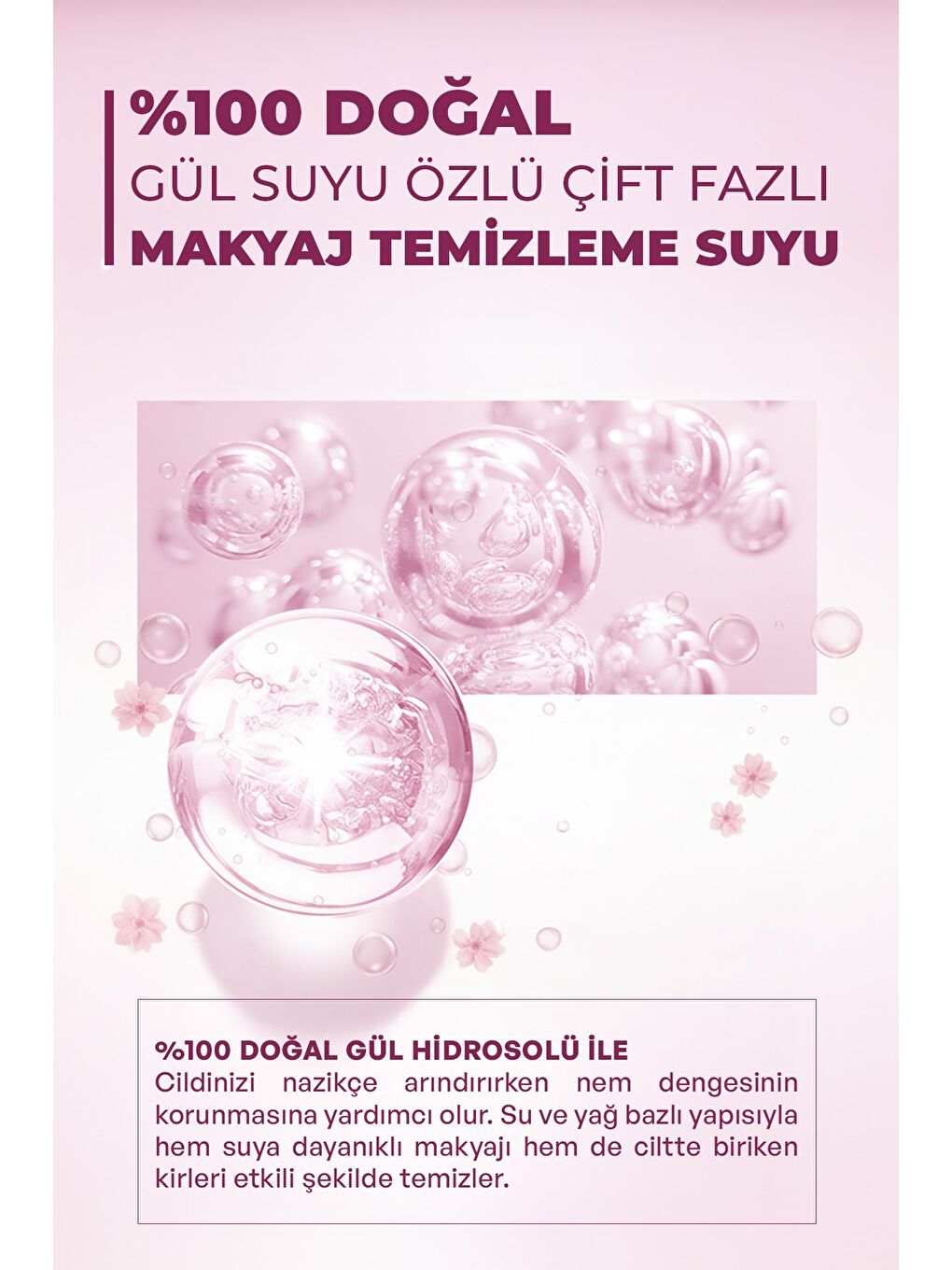 %100 Doğal Gül Suyu Çift Fazlı Makyaj Temizleyici 150 ml-1