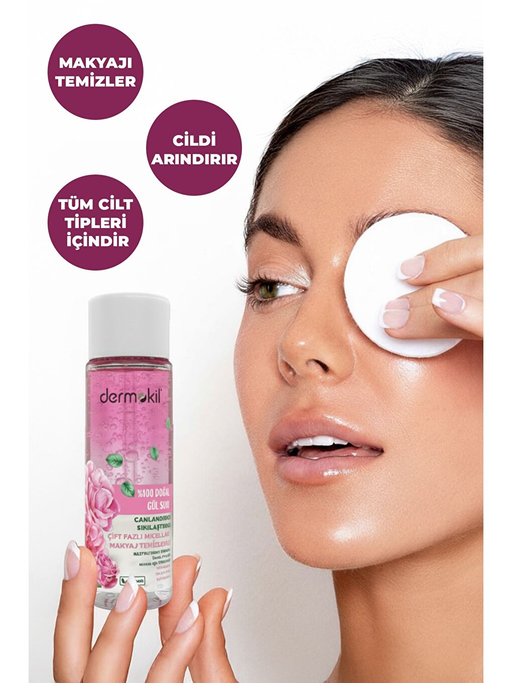 %100 Doğal Gül Suyu Çift Fazlı Makyaj Temizleyici 150 ml-2