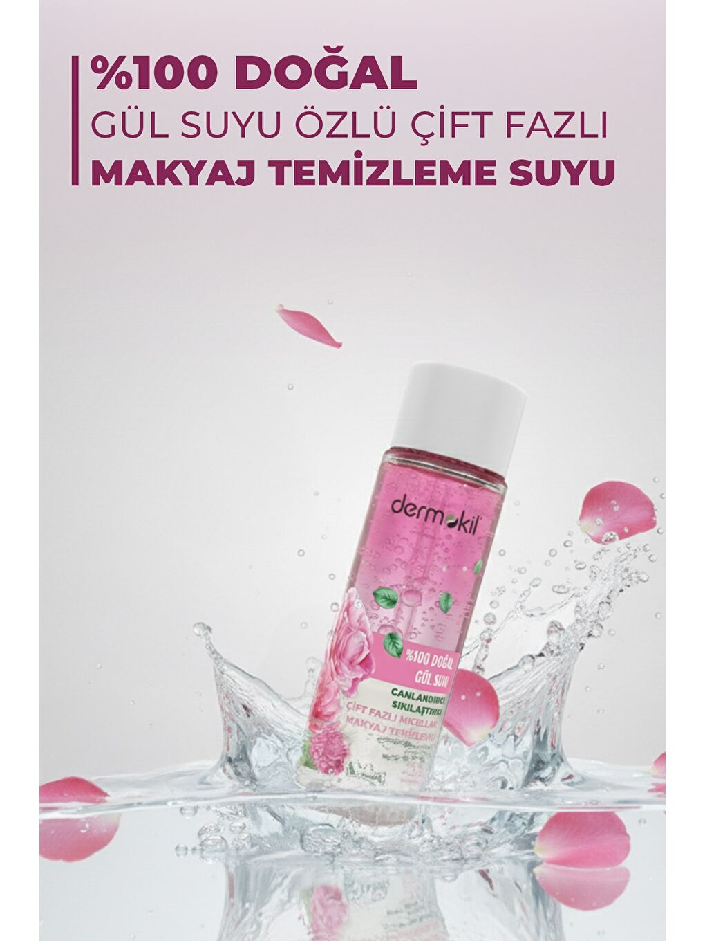 %100 Doğal Gül Suyu Çift Fazlı Makyaj Temizleyici 150 ml-3