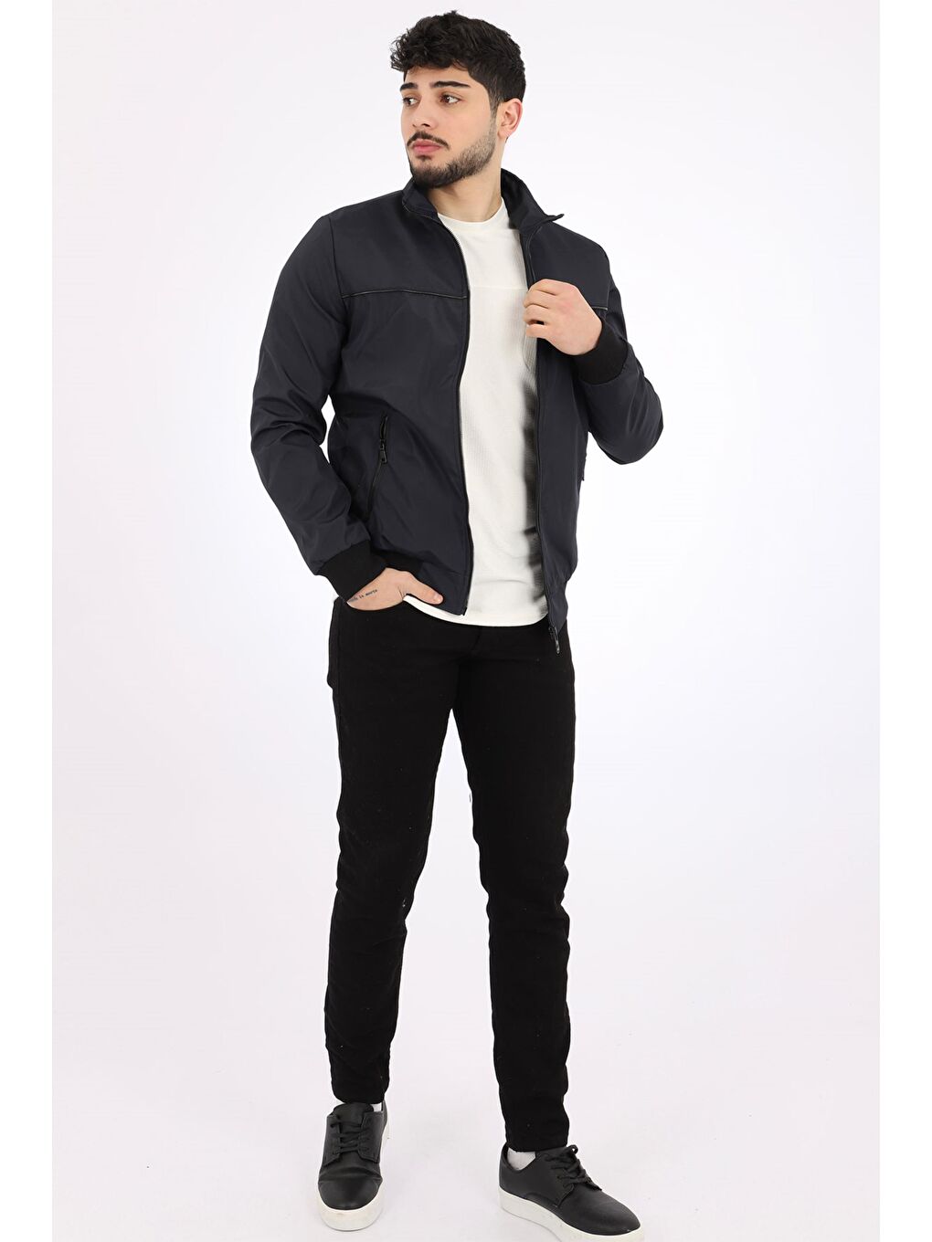 Lacivert Bondit Ense Fermuarlı Mevsimlik Mont PLDP 2906-2