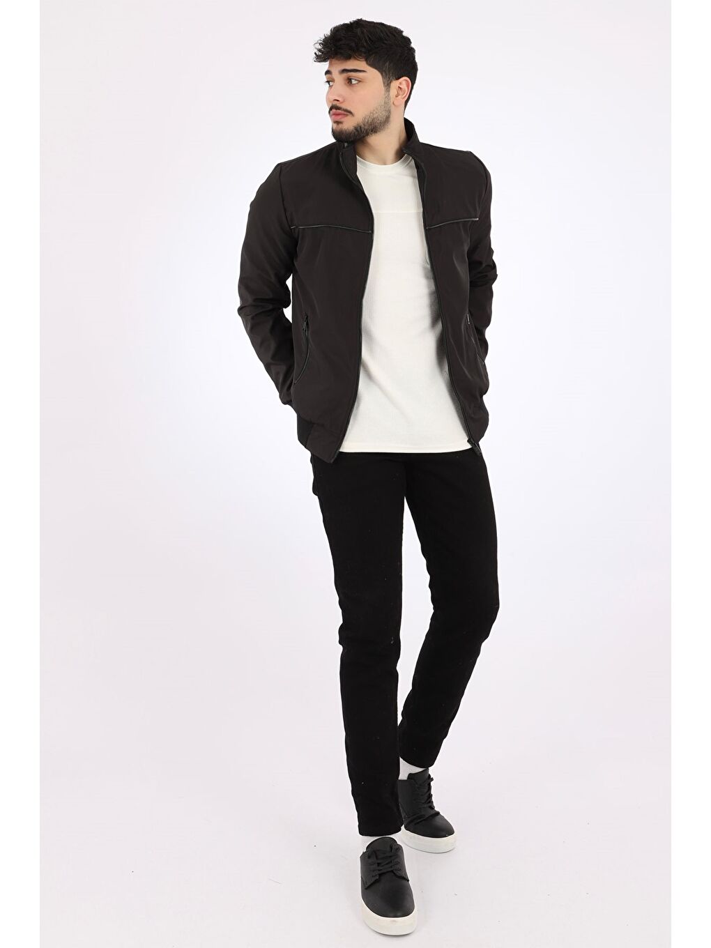 Siyah Bondit Ense Fermuarlı Mevsimlik Mont PLDP 2906-2