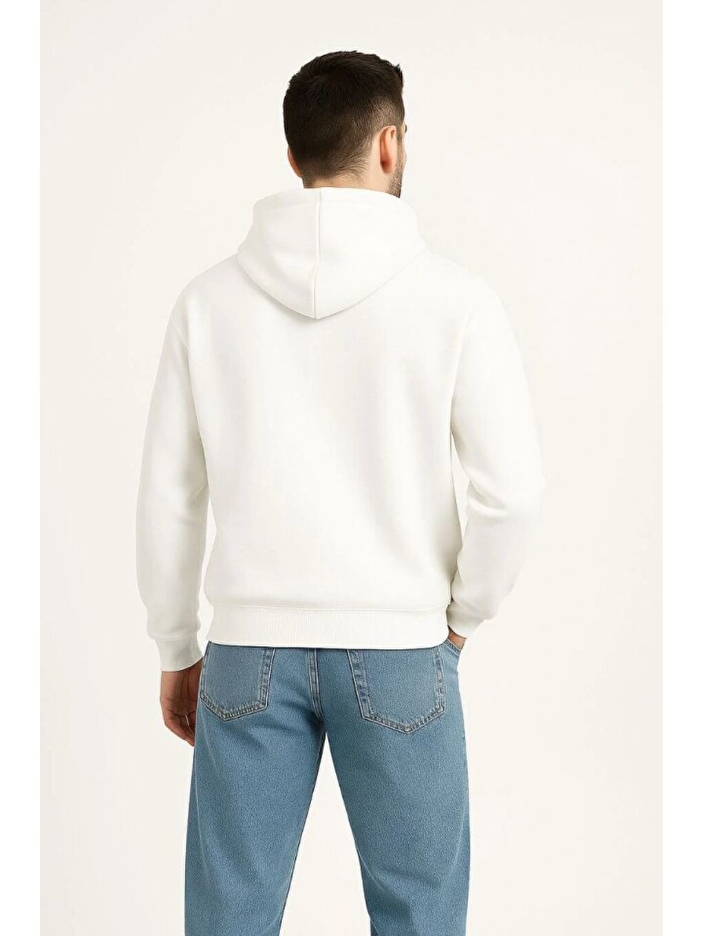 Siyah Erkek Kapüşonlu Sweatshirt Hoodie 3 İplik Şardonlu Pamuklu Kumaş, Önü Baskılı, Fermuarlı Rahat Kalıp-1