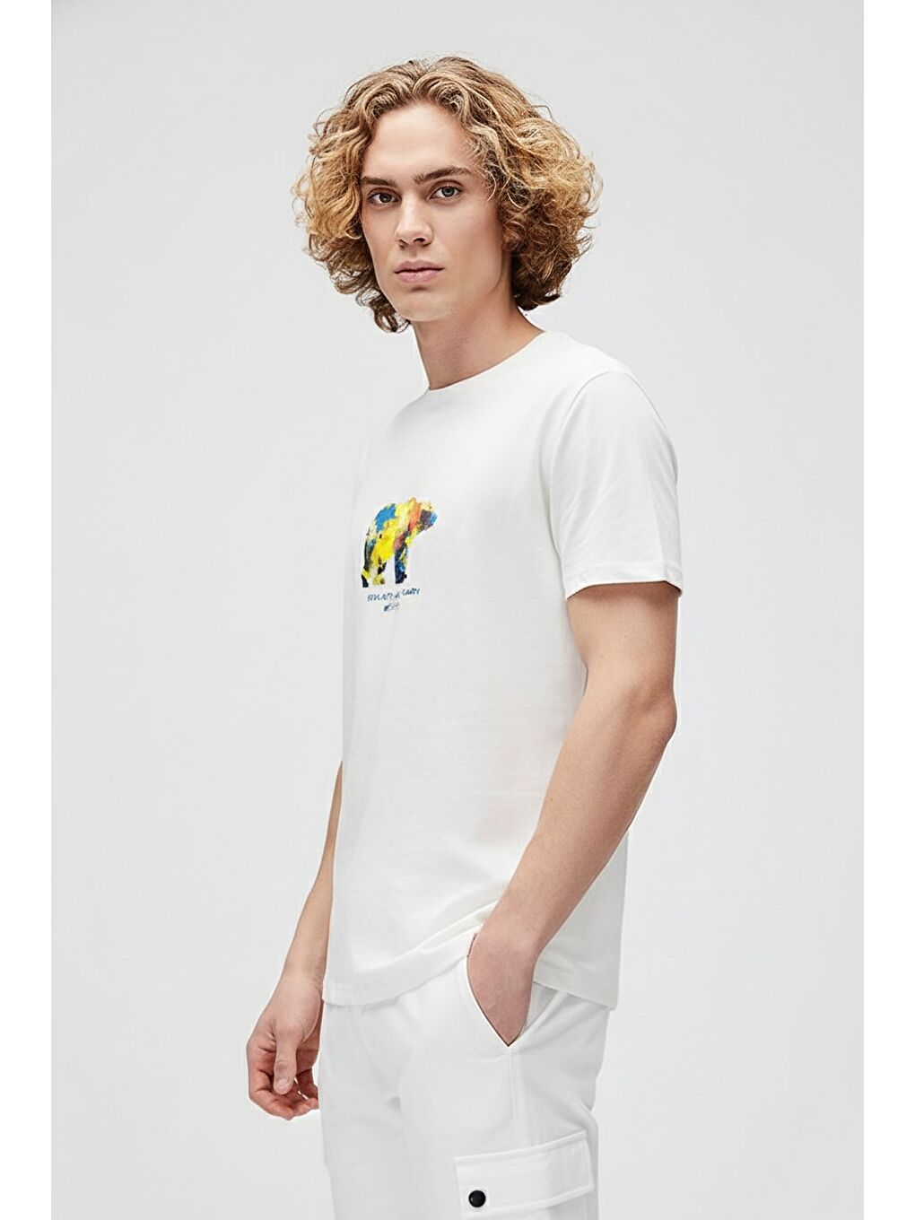 Speak Arty Beyaz Erkek Baskılı Tişört-1