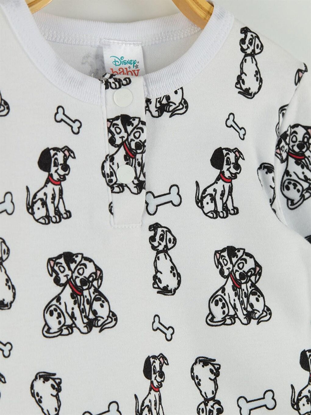 Beyaz 101 Dalmaçyalı Lisanslı Erkek Bebek 2'li Uzun Kol Body 20001-2