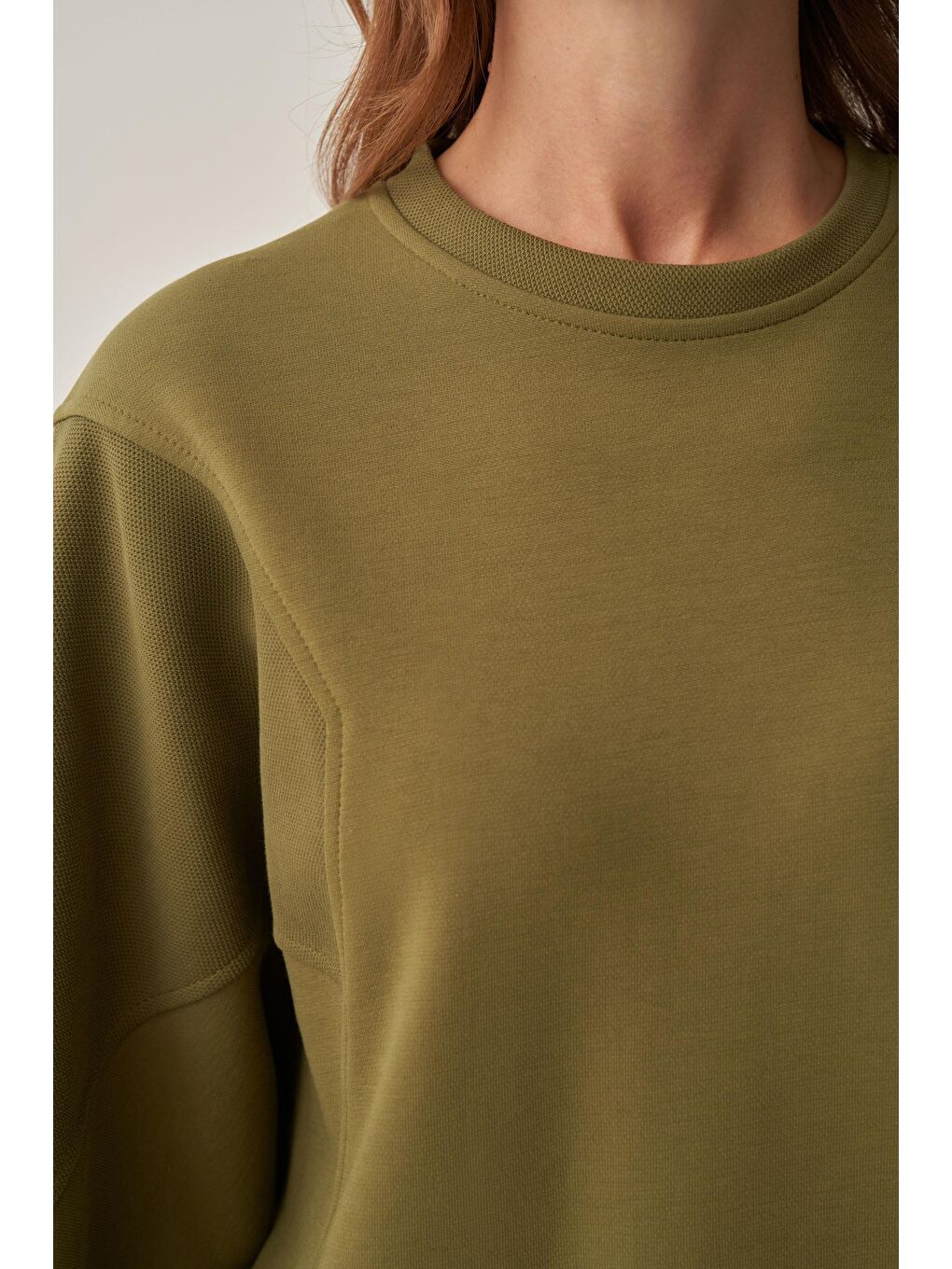 Yağ Yeşili-Oversize İnterlok Sweat-4